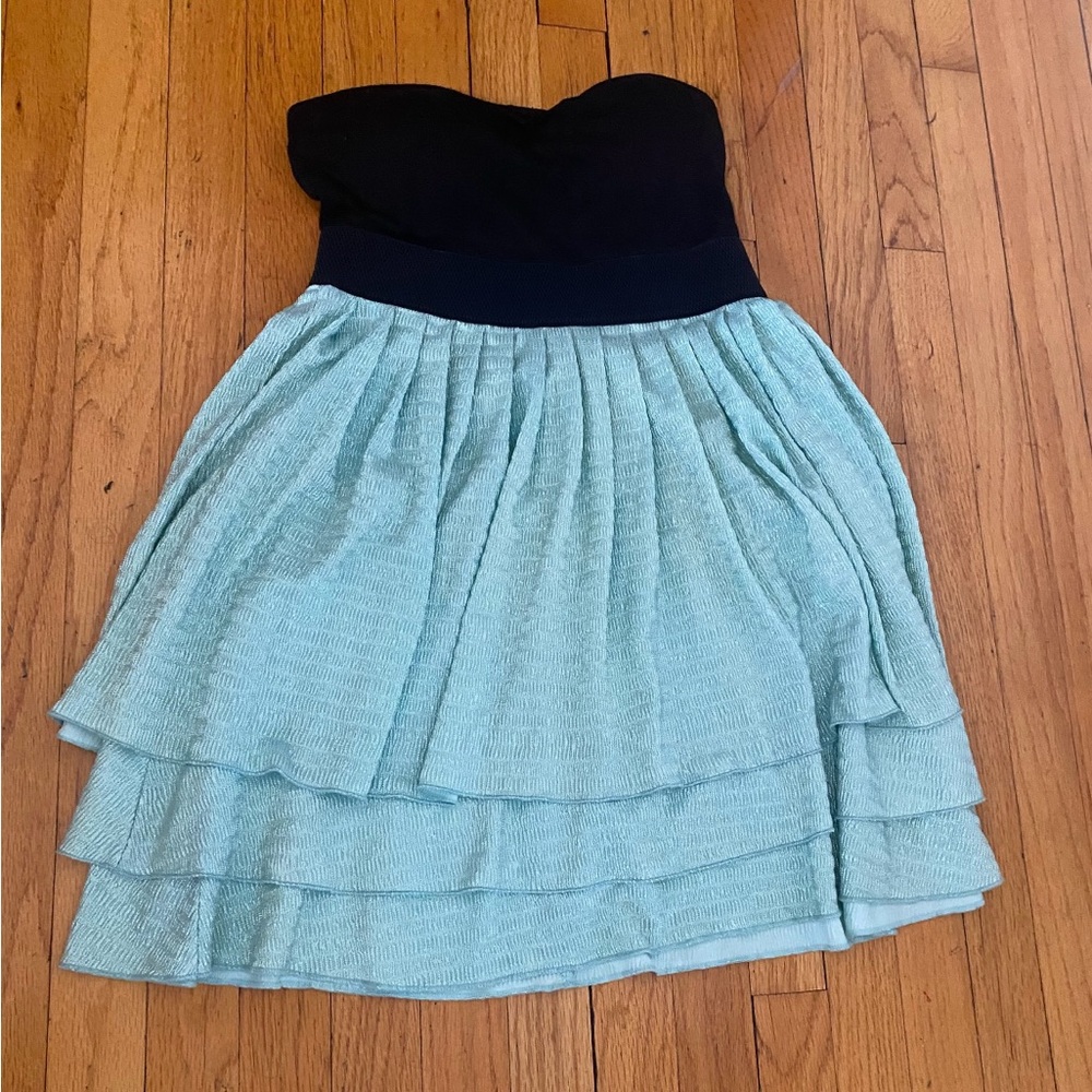 Strapless Black and Mint Green Dress